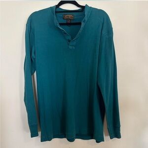 Vintage Eddie Bauer Teal Long Sleeve Henley Button Up Shirt